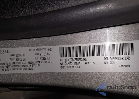 2015 Chrysler 200 S z USA, uszkodzony, nr VIN 1C3CCCBG2FN713465